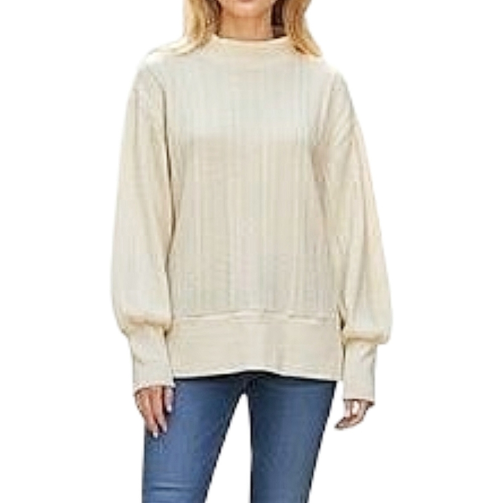 Parker & Quinn Cream Mock Turtleneck Textured Knit Sweater Size S